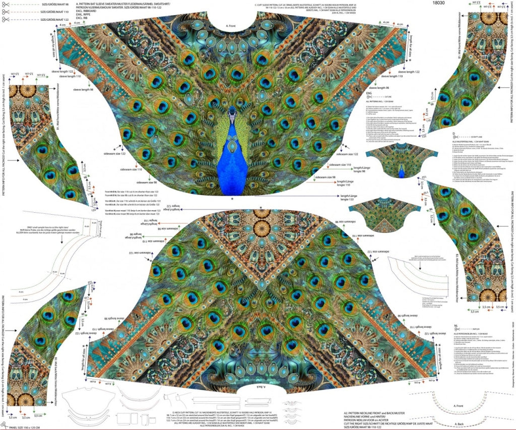 Poncho Påfågel panel