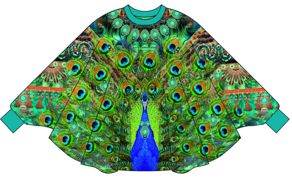 Poncho Påfågel panel
