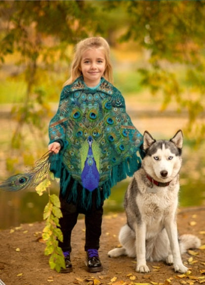 Poncho Påfågel panel