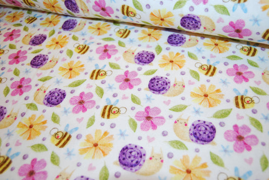 Blommor och bin flanell