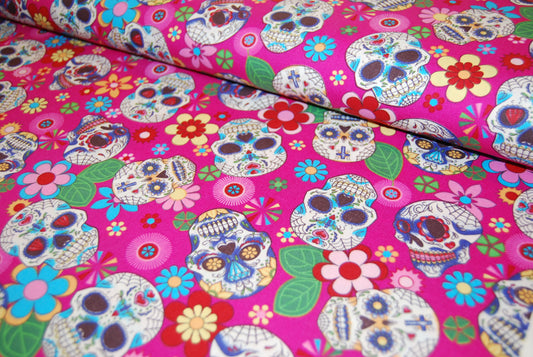 Candy skulls bomullspoplin (fler färger)