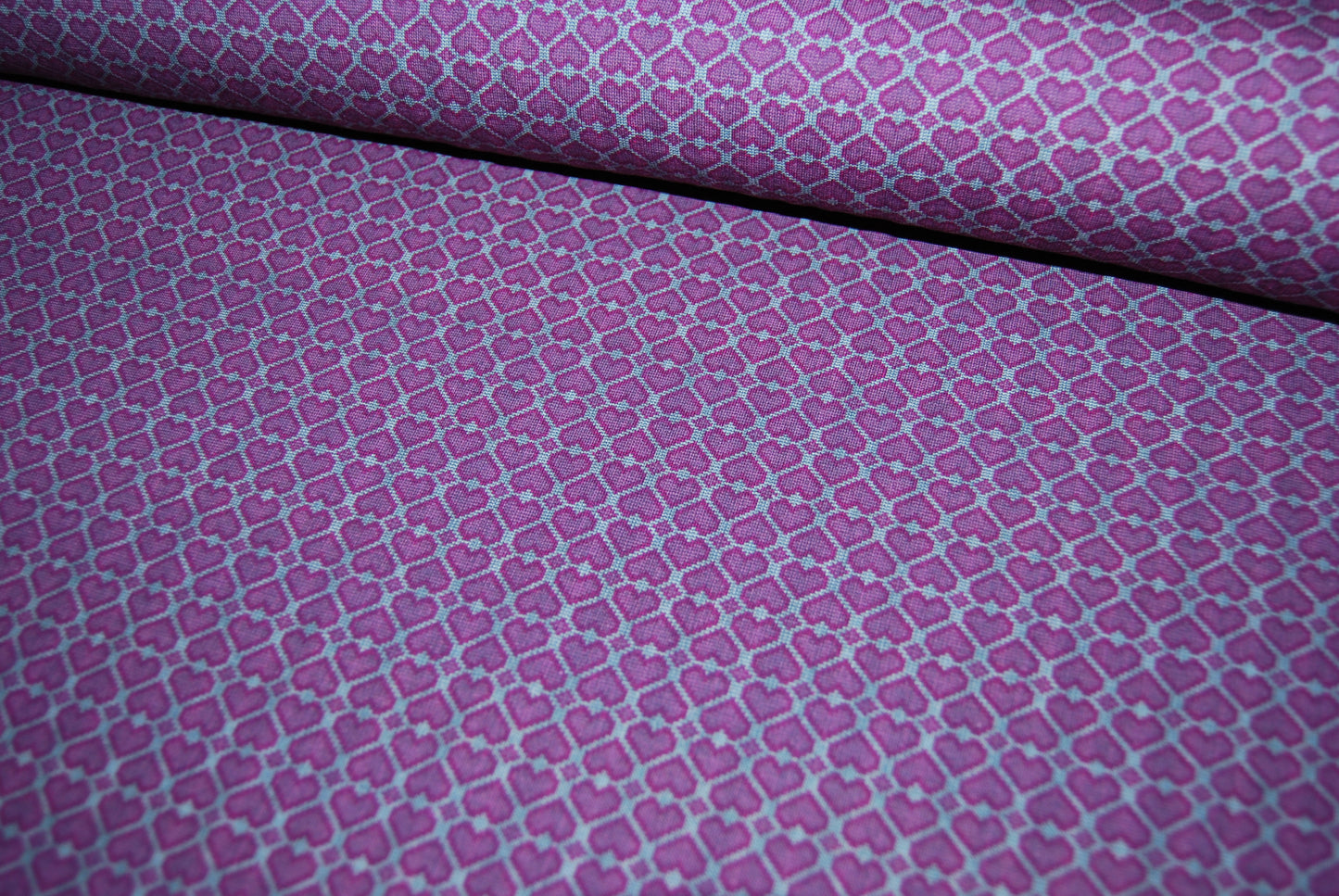 Stickade hjärtan på rad ekologisk trikå