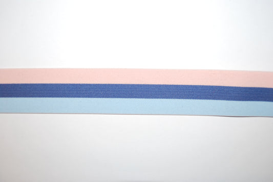 Resår randig ljusrosa-blå-ljusblå (säljes per meter)
