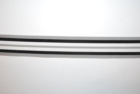 Resår randig svart-grå-vit (säljes per meter)