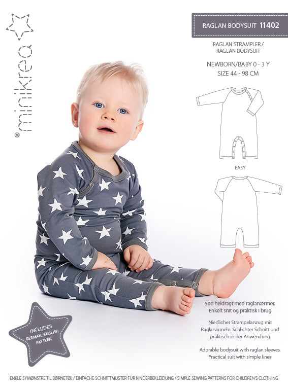 MiniKrea 11402 Raglan bodysuit 0-3 år