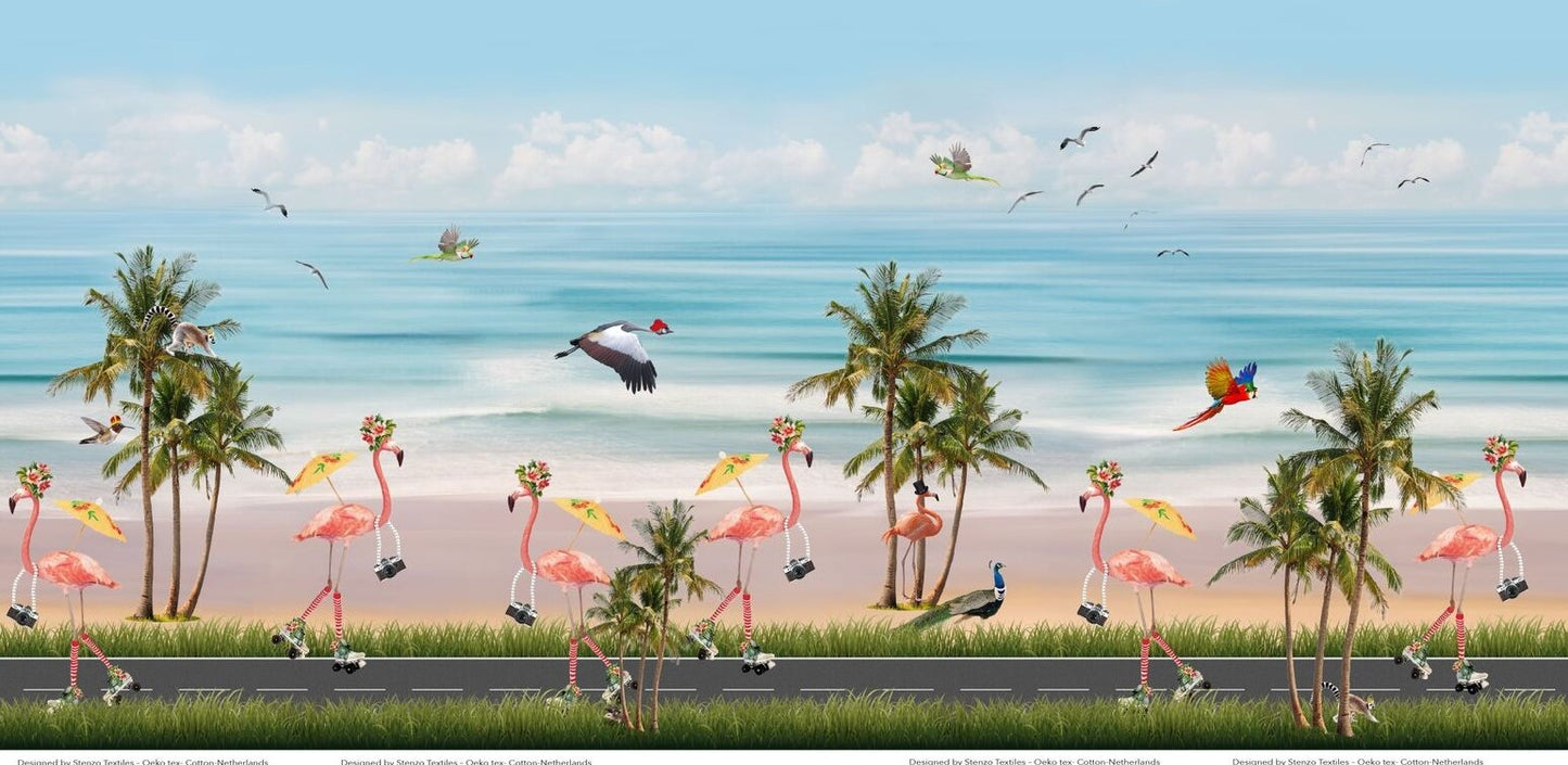 Skating flamingos digitalt tryck