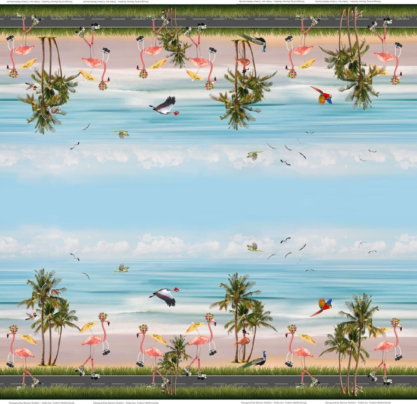 Skating flamingos digitalt tryck