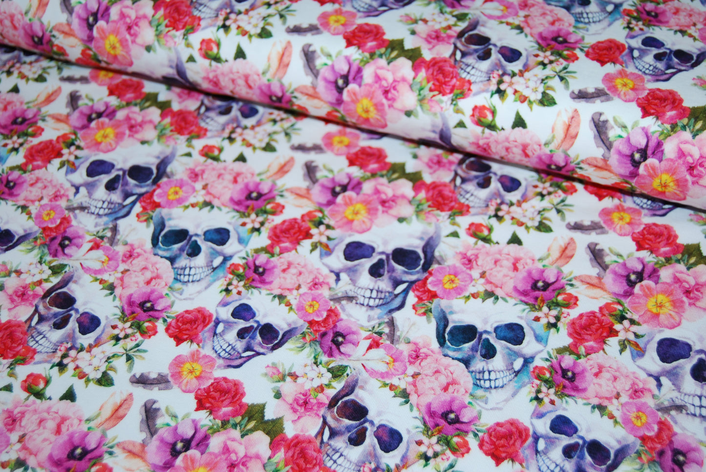 Skulls flowers rand digitalt tryck (fler färger)