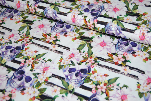 Skulls flowers rand digitalt tryck (fler färger)