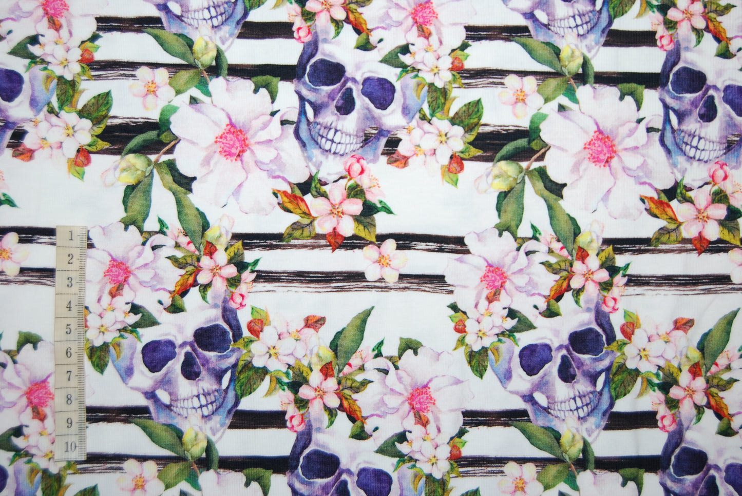 Skulls flowers rand digitalt tryck (fler färger)